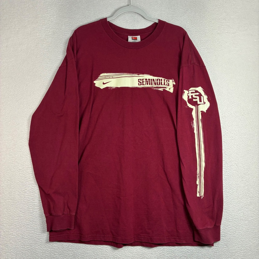 Vintage Nike Florida State Seminoles Long Sleeve T Shirt Men XL Burgundy 90s Y2K